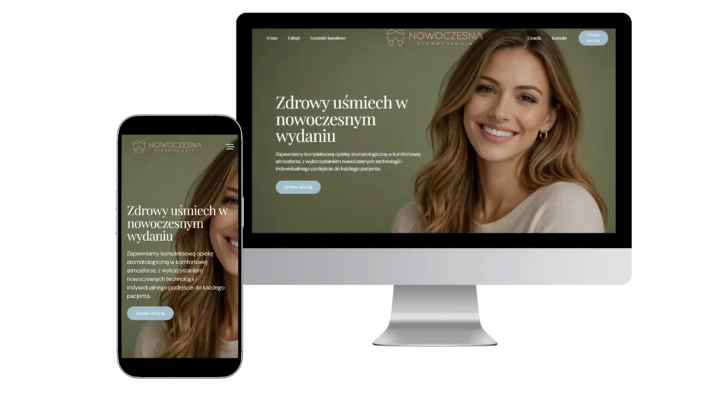 Podgląd strony dla gabinetu Nowoczesna Stomatologia na komputerze i smartfonie