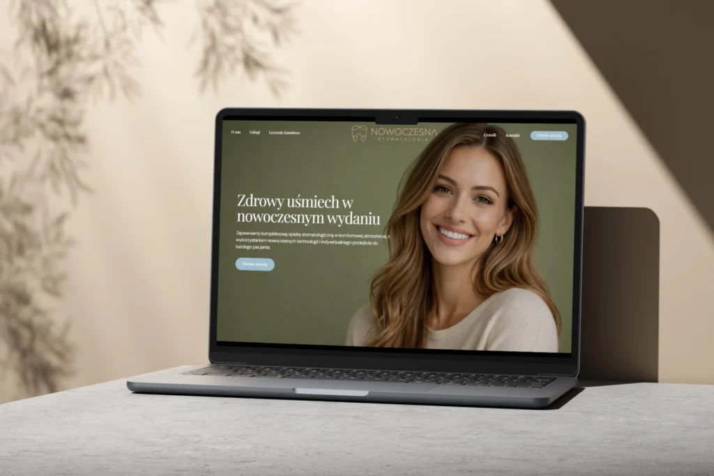 Podgląd strony internetowej dla gabinetu Nowoczesna Stomatologia na laptopie