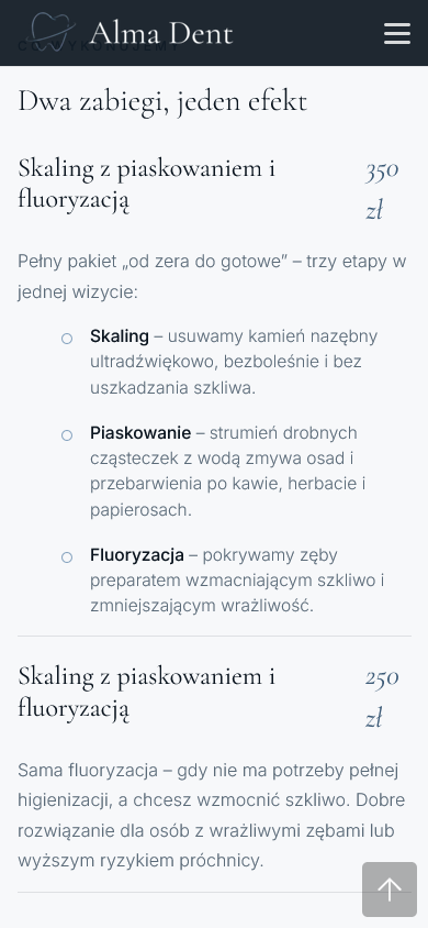 Alma-Dent - widok mobilny 1